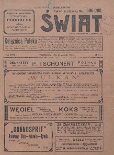 Świat : pismo tygodniowe ilustrowane poświęcone życiu społecznemu, literaturze i sztuce. R. 18 (1923), nr 51 (22 grudnia)