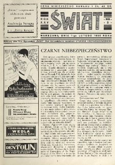 Świat : pismo tygodniowe ilustrowane poświęcone życiu społecznemu, literaturze i sztuce. R. 25 (1930), nr 5 (1 lutego 1930)
