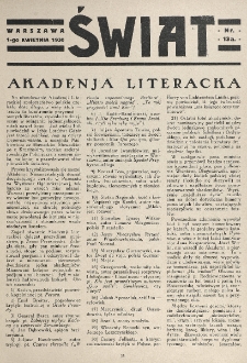 Świat : pismo tygodniowe ilustrowane poświęcone życiu społecznemu, literaturze i sztuce. R. 25 (1930), nr 13a (1 kwietnia)
