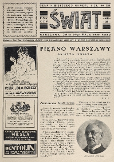 Świat : pismo tygodniowe ilustrowane poświęcone życiu społecznemu, literaturze i sztuce. R. 25 (1930), nr 21 (24 maja)