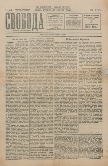 Svoboda : polïtične, pros'vitne i gospodarske pis'mo dlâ narodu. Rik 24, č. 49 (1922)