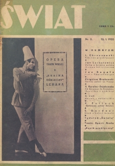 Świat : pismo tygodniowe ilustrowane poświęcone życiu społecznemu, literaturze i sztuce. R. 30, nr 2 (12 stycznia 1935)