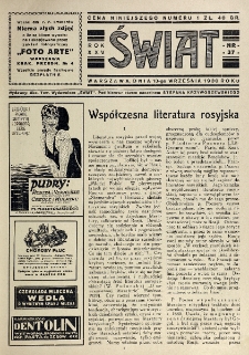 Świat : pismo tygodniowe ilustrowane poświęcone życiu społecznemu, literaturze i sztuce. R. 25, nr 37 (13 września 1930)
