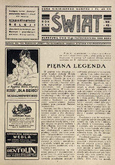 Świat : pismo tygodniowe ilustrowane poświęcone życiu społecznemu, literaturze i sztuce. R. 25, nr 42 (18 października 1930)