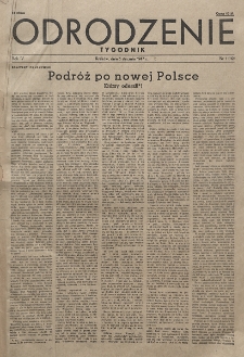 Odrodzenie : tygodnik. R. 4, nr 1=110 (5 stycznia 1947)