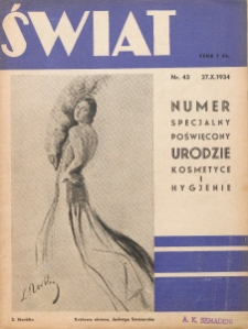 Świat : pismo tygodniowe ilustrowane poświęcone życiu społecznemu, literaturze i sztuce. R. 29, nr 43 (27 października 1934)
