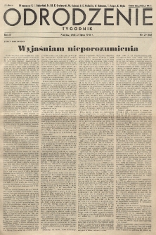 Odrodzenie : tygodnik. R. 3, nr 29=86 (21 lipca 1946)
