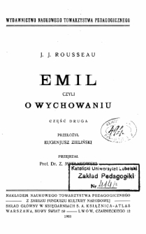 Emil czyli O wychowaniu. Cz. 2 / J. J. Rousseau ; przeł. Eugenjusz Zieliński ; przejrz. Z. Mysłakowski.