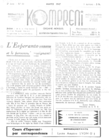 Kompreni : organe mensuel de la Fédération Esperantiste Rhône-Alpes. Jaro 2, No 11 (Marto1947)