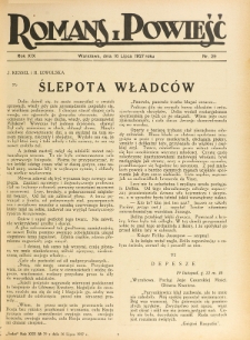 Romans i Powieść. R. 19, nr 29 (16 lipca 1927)