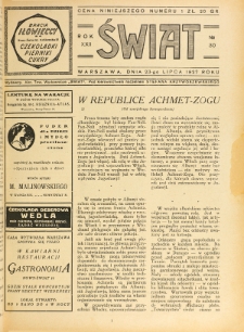 Świat : pismo tygodniowe ilustrowane poświęcone życiu społecznemu, literaturze i sztuce. R. 22 (1927), nr 30 (23 lipca)