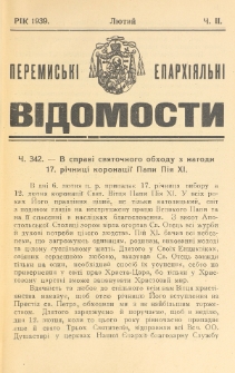 Peremysʹk&igrave; Eparh&igrave;&acirc;lʹn&igrave; V&igrave;domost&igrave;. Rik 1939, č. 2