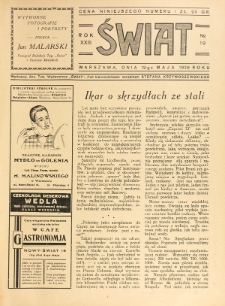 Świat : pismo tygodniowe ilustrowane poświęcone życiu społecznemu, literaturze i sztuce. R. 23 (1928), nr 19 (12 maja)
