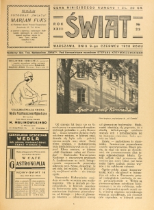 Świat : pismo tygodniowe ilustrowane poświęcone życiu społecznemu, literaturze i sztuce. R. 23 (1928), nr 23 (9 czerwca)