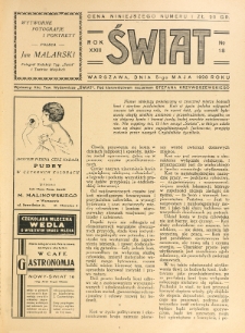 Świat : pismo tygodniowe ilustrowane poświęcone życiu społecznemu, literaturze i sztuce. R. 23 (1928), nr 18 (5 maja)