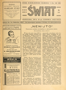 Świat : pismo tygodniowe ilustrowane poświęcone życiu społecznemu, literaturze i sztuce. R. 23 (1928), nr 25 (23 czerwca)