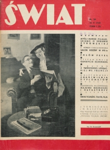 Świat : pismo tygodniowe ilustrowane poświęcone życiu społecznemu, literaturze i sztuce. R. 32, nr 20 (15 maja 1937)