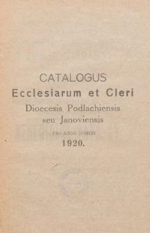 Catalogus Ecclesiarum et Cleri Dioecesis Podlachiensis seu Janoviensis pro Anni Domini 1920