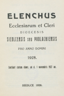Elenchus Ecclesiarum et Cleri Dioecesis Podlachiensis pro Anno Domini 1928