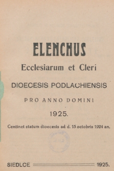 Elenchus Ecclesiarum et Cleri Dioecesis Podlachiensis pro Anno Domini 1925