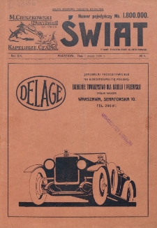 Świat : pismo tygodniowe ilustrowane poświęcone życiu społecznemu, literaturze i sztuce. R. 19 (1924), nr 9 (1 marca)