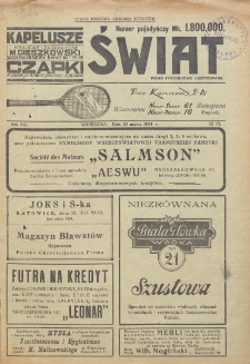 Świat : pismo tygodniowe ilustrowane poświęcone życiu społecznemu, literaturze i sztuce. R. 19 (1924), nr 13 (29 marca)