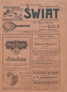 Świat : pismo tygodniowe ilustrowane poświęcone życiu społecznemu, literaturze i sztuce. R. 19 (1924), nr 20 (17 maja)