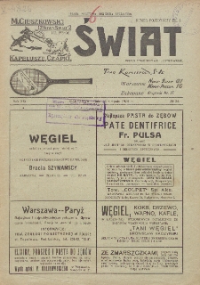 Świat : pismo tygodniowe ilustrowane poświęcone życiu społecznemu, literaturze i sztuce. R. 19 (1924), nr 34 (23 sierpnia)