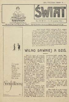Świat : pismo tygodniowe ilustrowane poświęcone życiu społecznemu, literaturze i sztuce. R. 19 (1924), nr 37 (13 września)