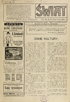 Świat : pismo tygodniowe ilustrowane poświęcone życiu społecznemu, literaturze i sztuce. R. 8 (1913), nr 27 (5 lipca)