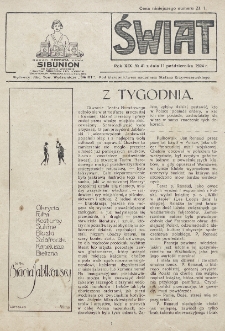 Świat : pismo tygodniowe ilustrowane poświęcone życiu społecznemu, literaturze i sztuce. R. 19 (1924), nr 41 (11 października)