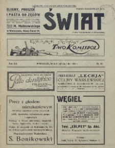 Świat : pismo tygodniowe ilustrowane poświęcone życiu społecznemu, literaturze i sztuce. R. 19 (1924), nr 40 (4 października)