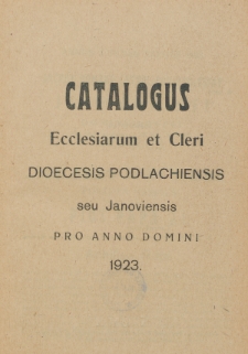Catalogus Ecclesiarum et Cleri Dioecesis Podlachiensis seu Janoviensis pro Anni Domini 1923