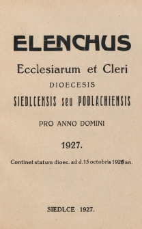 Elenchus Ecclesiarum et Cleri Dioecesis Siedlcensis seu Podlachiensis pro Anno Domini 1927