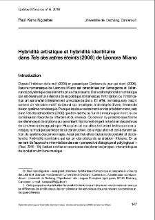 Hybridité artistique et hybridité identitaire dans Tels des astres éteints (2008) de Léonora Miano.