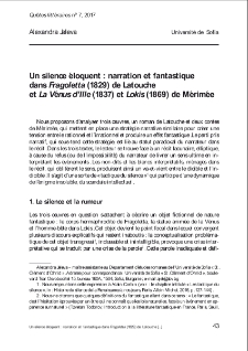 Un silence éloquent : narration et fantastique dans Fragoletta (1829) de Latouche et La Vénus d’Ille (1837) et Lokis (1869) de Mérimée.