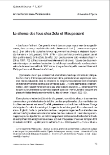 Le silence des fous chez Zola et Maupassant.