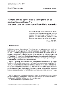 &laquo; &Agrave; quoi bon se parler avec la voix quand on se peut parler avec l&rsquo;&acirc;me ? &raquo; Le silence dans les textes narratifs de Marie Krysinska.
