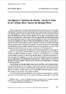 Les figures à l’épreuve du silence : cas de l’ellipse et de la litote dans l’œuvre de Georges Perec.