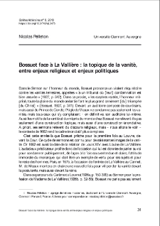 Bossuet face à La Vallière : la topique de la vanité, entre enjeux religieux et enjeux politiques.