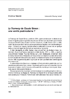 Le Tramway de Claude Simon : une vanité postmoderne ?