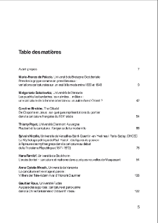 Table des mati&egrave;res.