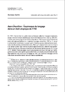 Azor d’Aunillon : l’équivoque du langage dans un récit utopique de 1750.