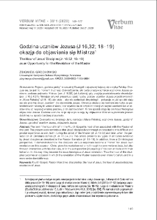 Godzina uczni&oacute;w Jezusa (J 16,32; 18&ndash;19) okazją do objawiania się Mistrza
