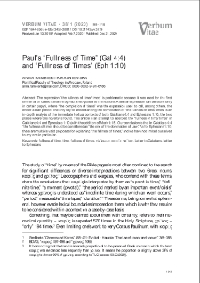 Paul&rsquo;s "Fullness of Time&rdquo; (Gal 4:4) and "Fullness of Times&rdquo; (Eph 1:10)