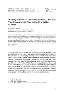 "He may exalt you at the expected time" (1 Pet. 5:6). The Conception of Time in the First Letter of Peter