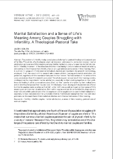 Marital Satisfaction and a Sense of Life’s Meaning Among Couples Struggling with Infertility. A Theological-Pastoral Take