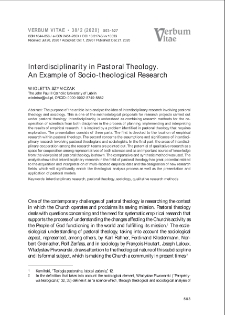 Interdisciplinarity in Pastoral Theology. An Example of Socio-Theological Research