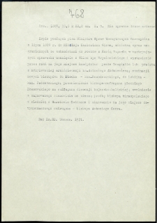 Kopie poufnych pism ministra spraw wewnętrznych I. Goremykina z lipca 1889 r. do Mikołaja Karłowicza Girsa, ministra spraw zagranicznych, ze wskazówkami do rozmów z Kurią Rzymską