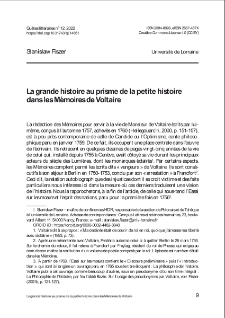 La grande histoire au prisme de la petite histoire dans les Mémoires de Voltaire